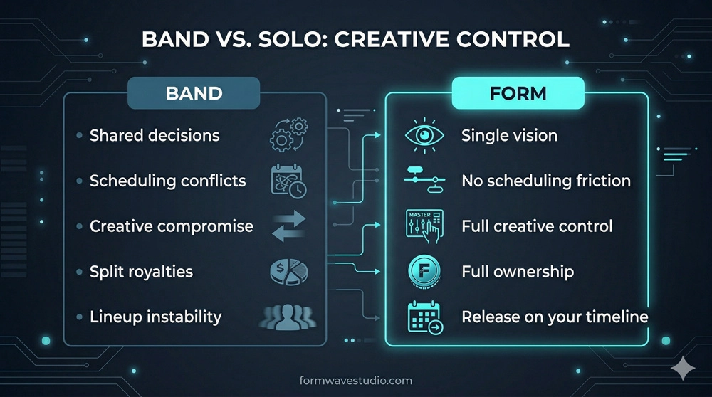 Band vs. Solo Music Producer Infographic